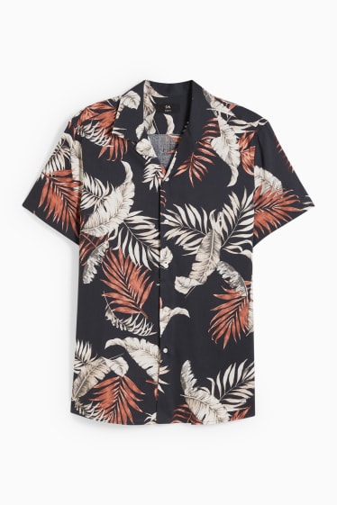 Uomo - Camicia - slim fit - collo con rever - nero