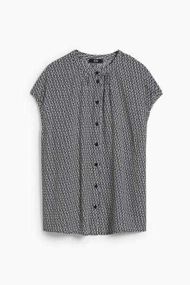 Damen - Blusentop - gemustert - schwarz / weiss