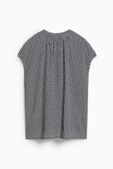 Damen - Blusentop - gemustert - schwarz / weiss