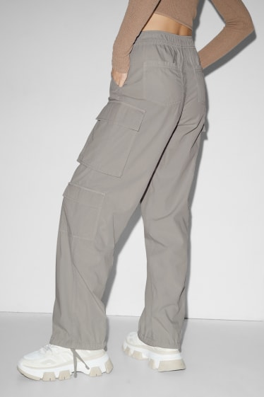Damen - Cargohose - Mid Waist - Relaxed Fit - hellgrau