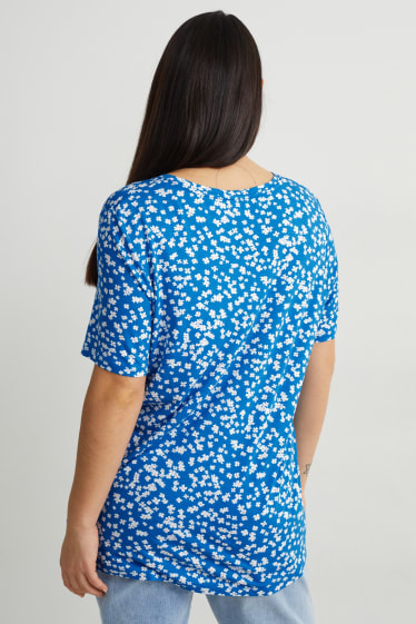 Femmes - T-Shirt - LYCRA® - à fleurs - bleu