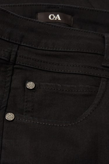 Women - Trousers - high waist - slim fit - denim-dark gray