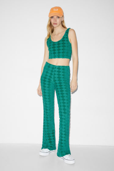 Donna - CLOCKHOUSE - pantaloni di jersey - comfort fit - a quadretti - verde