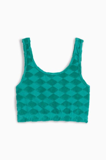 Damen - Crop Top - kariert - dunkelgrün