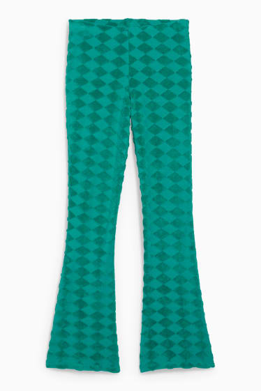 Femei - CLOCKHOUSE - pantaloni din jerseu - comfort fit - în carouri - verde