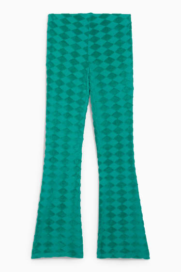 Femei - CLOCKHOUSE - pantaloni din jerseu - comfort fit - în carouri - verde