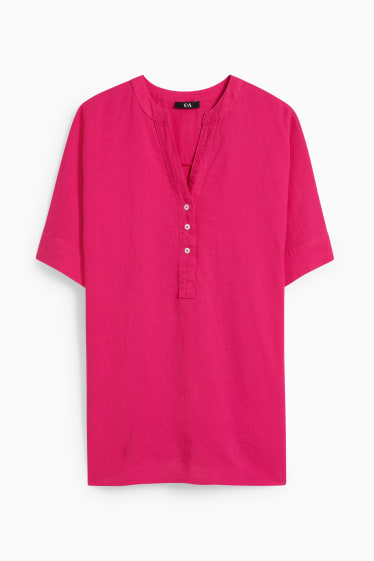 Mujer - Blusa - mezcla de lino - fucsia