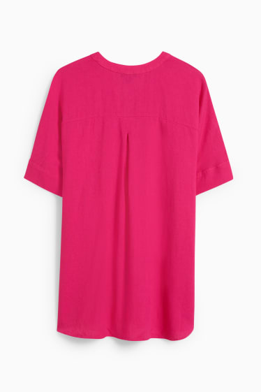 Mujer - Blusa - mezcla de lino - fucsia