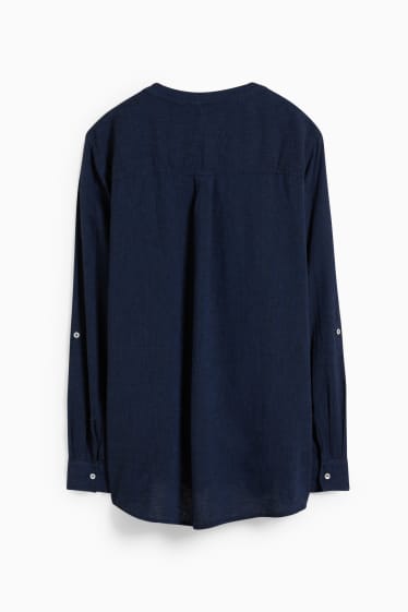 Women - Blouse - linen blend - dark blue