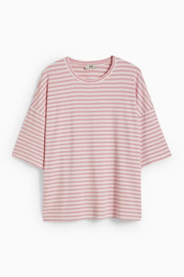 Dona - Samarreta de pijama - amb viscosa - de ratlles - blanc/rosa