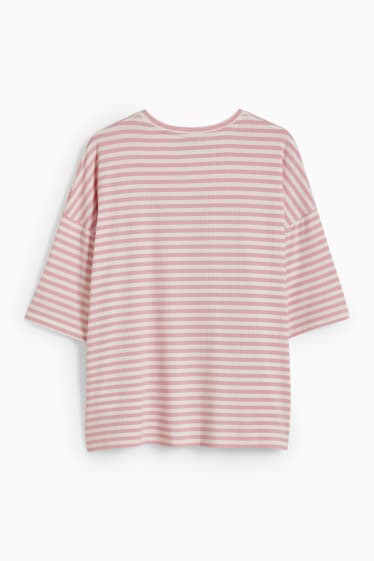 Dona - Samarreta de pijama - amb viscosa - de ratlles - blanc/rosa