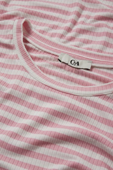 Dona - Samarreta de pijama - amb viscosa - de ratlles - blanc/rosa