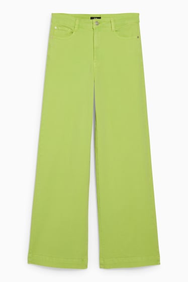 Women - Wide leg jeans - high waist - light green