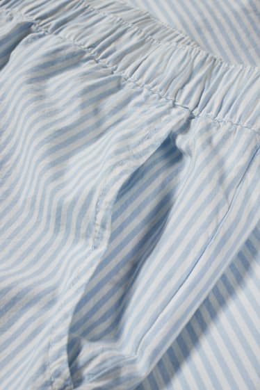 Donna - Pantaloni pigiama - a righe - bianco / azzurro