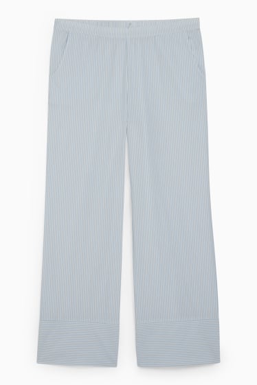 Damen - Pyjamahose - gestreift - weiß / hellblau