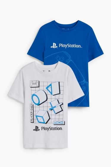 Enfants garçons - Lot de 2 - PlayStation - T-shirts - blanc