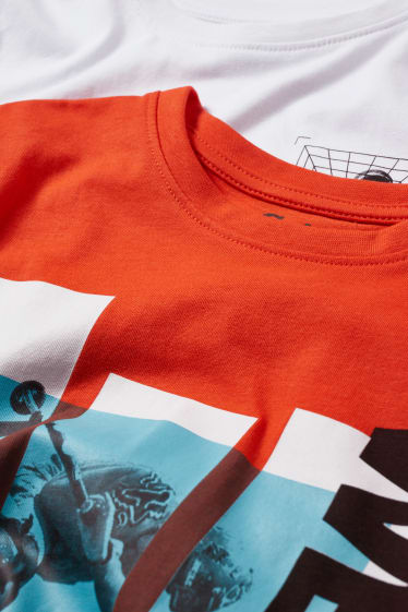 Enfants garçons - Lot de 2 - T-shirts - blanc / orange