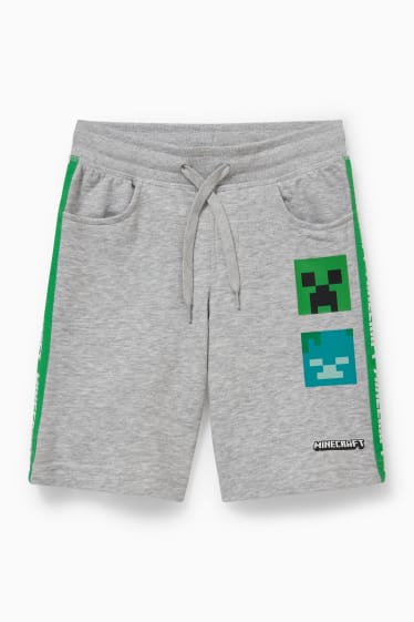 Niños - Minecraft - shorts deportivos - gris claro jaspeado