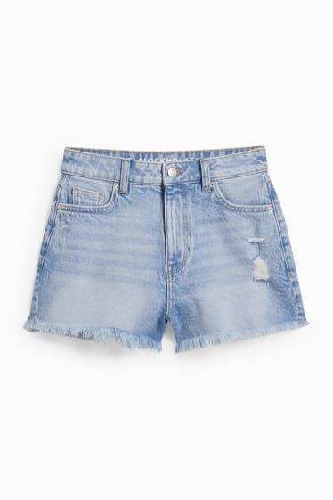 Women - CLOCKHOUSE - denim shorts - high waist - denim-light blue