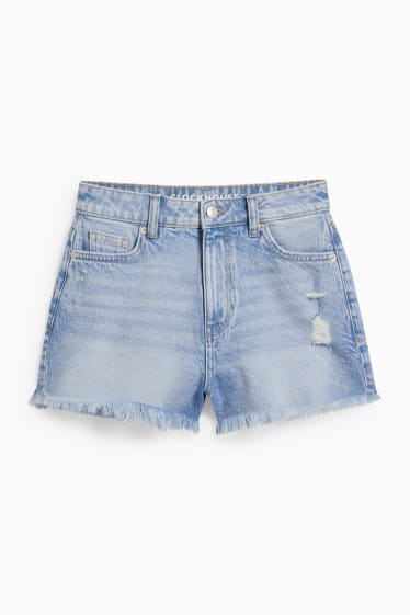 Femmes - CLOCKHOUSE - short en jean - high waist - jean bleu clair