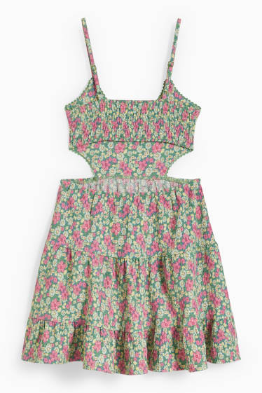 Jóvenes - CLOCKHOUSE - vestido de línea evasé - de flores - verde