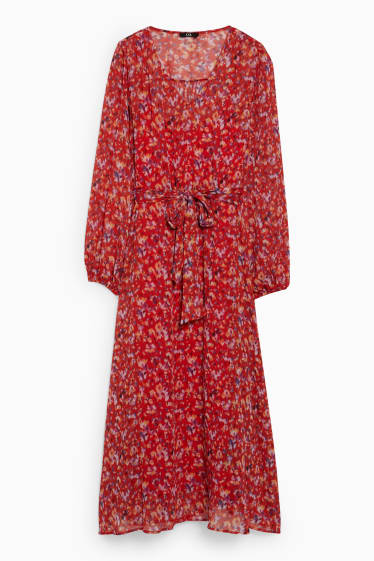 Women - Chiffon dress - patterned - red