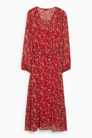 Dámské - Šifonové šaty - se vzorem - červená