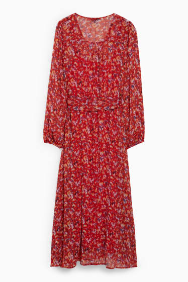 Women - Chiffon dress - patterned - red