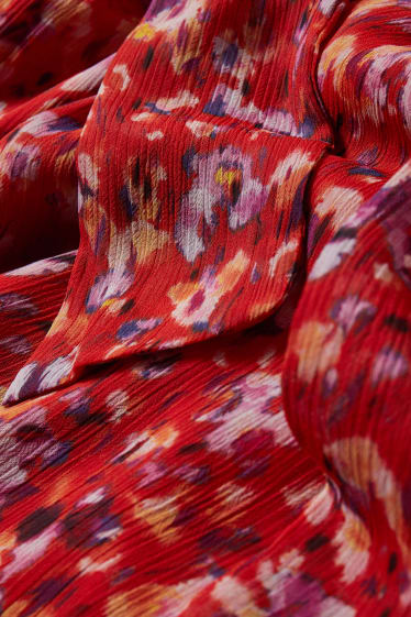 Femmes - Robe de gaze - à motif - rouge