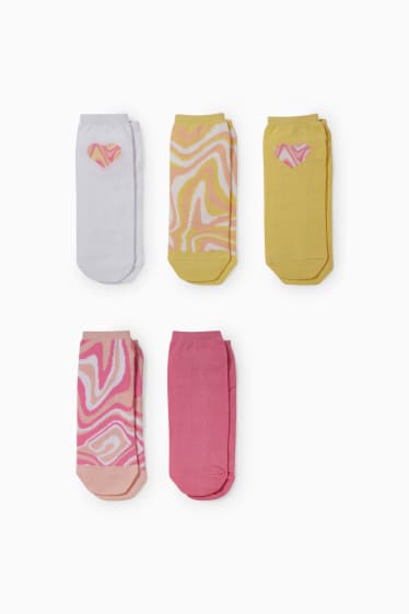 Kinder Mädchen - Multipack 5er - Sneakersocken - gemustert - rosa