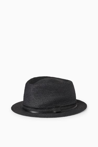 Men - Straw hat - black