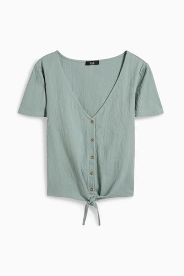 Femmes - T-shirt noué - vert menthe