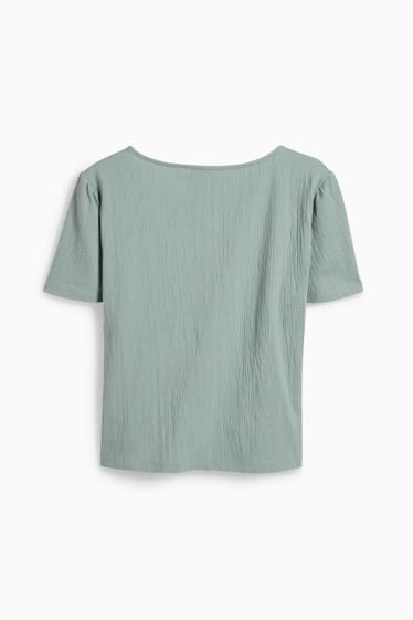 Mujer - Camiseta con nudo decorativo - verde menta