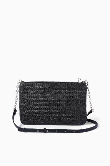 Mujer - Bolso bandolera - imitación de rafia - negro