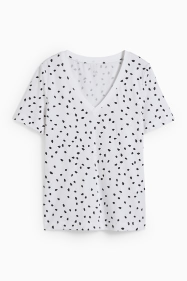 Damen - Basic-T-Shirt - gemustert - cremeweiß