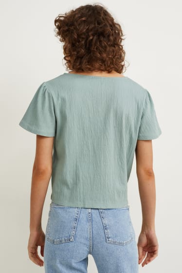 Mujer - Camiseta con nudo decorativo - verde menta