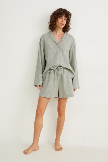 Donna - Shorts pigiama - a righe - verde chiaro