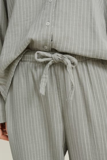 Dona - Pantalons de pijama - de ratlles - verd clar