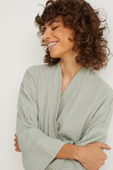 Women - Dressing gown - striped - light green