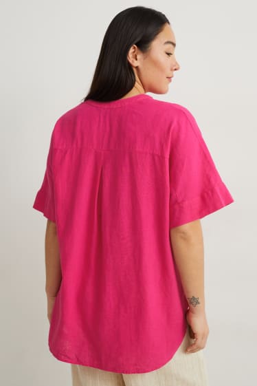 Damen - Bluse - Leinen-Mix - pink