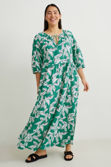 Women - Dress - linen blend - green