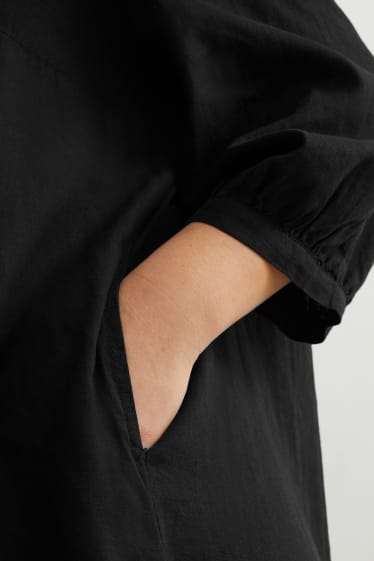 Femmes - Robe-chemisier - lin mélangé - noir