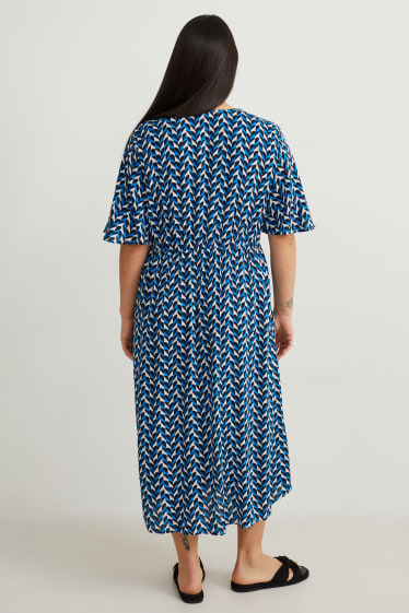 Mujer - Vestido cruzado - estampado - azul