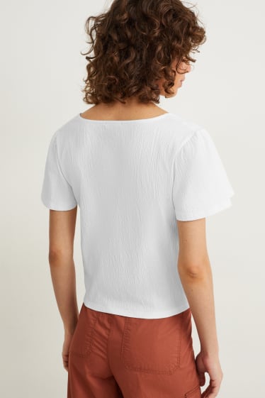 Femmes - T-shirt noué - blanc