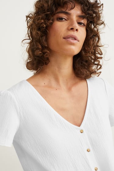 Femmes - T-shirt noué - blanc