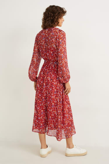 Women - Chiffon dress - patterned - red