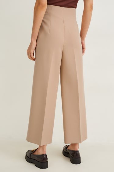 Dames - Broek - high waist - wide leg - beige
