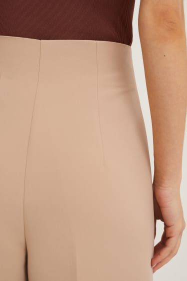 Dames - Broek - high waist - wide leg - beige