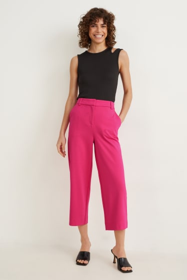 Dámské - Kalhoty culotte - high waist - straight fit - růžová