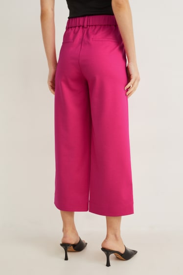 Dámské - Kalhoty culotte - high waist - straight fit - růžová